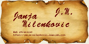 Janja Milenković vizit kartica